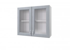 Шкаф 80 с 2-мя витринами Принцесса (Серый/корпус Белый) в Тевризе - tevriz.katalogmebeli.com | фото