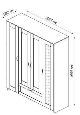 Шкаф четырехдверный Сириус с 1 зеркалом и 1 ящиком белый в Тевризе - tevriz.katalogmebeli.com | фото 3