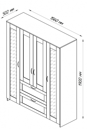 Шкаф четырехдверный Сириус с 1 зеркалом и 2 ящиками белый в Тевризе - tevriz.katalogmebeli.com | фото 2