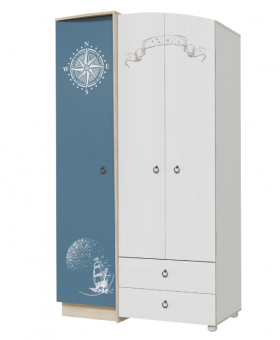 Шкаф для одежды Бриз 1200 Дуб ривьера/ Рамух белый/синий в Тевризе - tevriz.katalogmebeli.com | фото