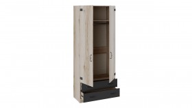 Шкаф для одежды комбинированный «Окланд» (Фон Черный/Дуб Делано) в Тевризе - tevriz.katalogmebeli.com | фото 2