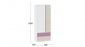 Шкаф для одежды комбинированный «Сканди» Дуб Гарден/Белый/Лиловый в Тевризе - tevriz.katalogmebeli.com | фото 5