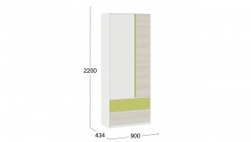 Шкаф для одежды комбинированный «Сканди» Дуб Гарден/Белый/Зеленый в Тевризе - tevriz.katalogmebeli.com | фото 5