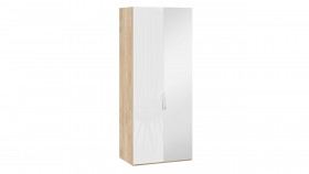 Шкаф для одежды с 1 глухой и 1 зеркальной дверями правый «Эмбер» Яблоня Беллуно/Белый глянец в Тевризе - tevriz.katalogmebeli.com | фото