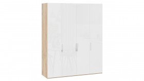 Шкаф для одежды с 4 глухими дверями «Эмбер» Яблоня Беллуно/Белый глянец в Тевризе - tevriz.katalogmebeli.com | фото