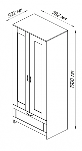 Шкаф двухдверный Сириус с 1 ящиком белый в Тевризе - tevriz.katalogmebeli.com | фото 2