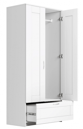 Шкаф двухдверный Сириус с 1 ящиком белый в Тевризе - tevriz.katalogmebeli.com | фото 3