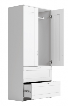 Шкаф двухдверный Сириус с 2 ящиками белый в Тевризе - tevriz.katalogmebeli.com | фото 2