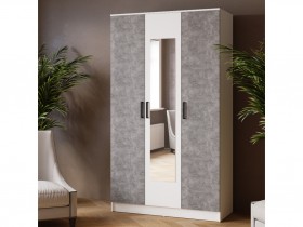 Шкаф комбинированный Ларс (1,2) с зеркалом белый/ателье светлое в Тевризе - tevriz.katalogmebeli.com | фото 3
