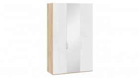 Шкаф комбинированный с 2 глухими и 1 зеркальной дверями правый «Эмбер» Яблоня Беллуно/Белый глянец в Тевризе - tevriz.katalogmebeli.com | фото