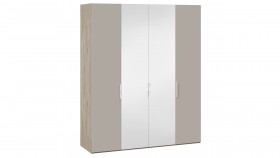 Шкаф комбинированный с 2 глухими и 2 зеркальными дверями «Эмбер» Баттл Рок/Серый глянец в Тевризе - tevriz.katalogmebeli.com | фото