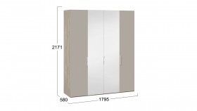 Шкаф комбинированный с 2 глухими и 2 зеркальными дверями «Эмбер» Баттл Рок/Серый глянец в Тевризе - tevriz.katalogmebeli.com | фото 2
