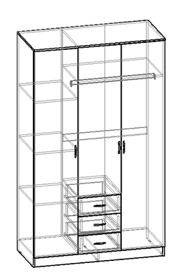 Шкаф 3-х створчатый комбинир с зеркалом Светлана (Венге/Дуб молочный) в Тевризе - tevriz.katalogmebeli.com | фото 3