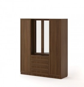 Шкаф с комодом Рамочный с зеркалами (Орех темный) в Тевризе - tevriz.katalogmebeli.com | фото