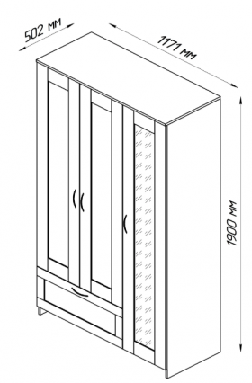 Шкаф трехдверный Сириус с зеркалом и 1 ящиком белый в Тевризе - tevriz.katalogmebeli.com | фото 2