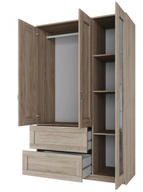 Шкаф трехдверный Сириус с зеркалом и 2 ящиками дуб сонома в Тевризе - tevriz.katalogmebeli.com | фото 3