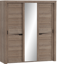Шкаф трехдверный Соренто с раздвижными дверями Дуб стирлинг/Кофе структурный матовый в Тевризе - tevriz.katalogmebeli.com | фото