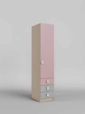 Шкаф угловой (секция с ящиками) Грэйси (Розовый/Серый/корпус Клен) в Тевризе - tevriz.katalogmebeli.com | фото 1