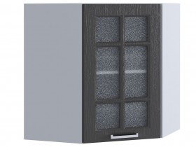 Шкаф верхний угловой со стеклом 590, ШВУС 590 (Клен серый/корпус белый) в Тевризе - tevriz.katalogmebeli.com | фото