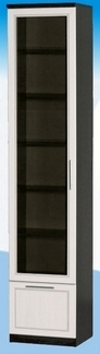 Шкаф высокий с ящиком и стеклодверью ДЛЯ ГОСТИНОЙ ШВЯС-450 Венге/Дуб выбеленный в Тевризе - tevriz.katalogmebeli.com | фото