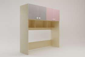 Система хранения над кроватью Грэйси (Розовый/Серый/корпус Клен) в Тевризе - tevriz.katalogmebeli.com | фото 2