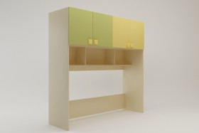 Система хранения над кроватью Смайли (Желтый/Зеленый/корпус Клен) в Тевризе - tevriz.katalogmebeli.com | фото