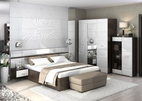 Спальня Вегас (Венге/Белый глянец) в Тевризе - tevriz.katalogmebeli.com | фото