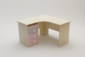 Стол угловой Грэйси (Розовый/Серый/корпус Клен) в Тевризе - tevriz.katalogmebeli.com | фото 2