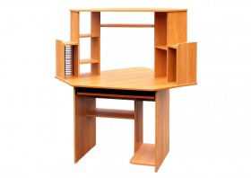 Угловой компьютерный стол (Вишня Оксфорд) в Тевризе - tevriz.katalogmebeli.com | фото
