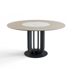 Стол круглый Rotor (160), шпон + керамика светлая в Тевризе - tevriz.katalogmebeli.com | фото 1
