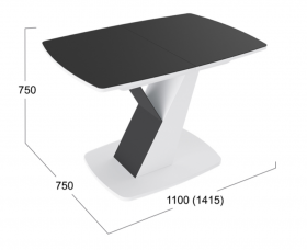 Стол обеденный «Гарда» Тип 1 (Белый/Стекло матовое черный графит) в Тевризе - tevriz.katalogmebeli.com | фото 3