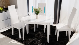 Стол обеденный «Портофино» (Белый глянец/Стекло белое) в Тевризе - tevriz.katalogmebeli.com | фото