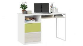 Стол письменный с ящиками «Сканди» Дуб Гарден/Белый/Зеленый в Тевризе - tevriz.katalogmebeli.com | фото