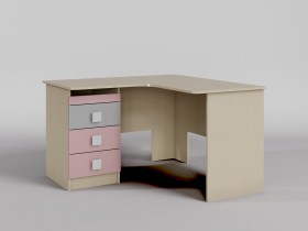Стол угловой Грэйси (Розовый/Серый/корпус Клен) в Тевризе - tevriz.katalogmebeli.com | фото 1