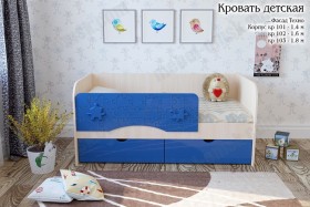 Техно Кровать детская 2 ящика 1.6 Синий глянец в Тевризе - tevriz.katalogmebeli.com | фото 1