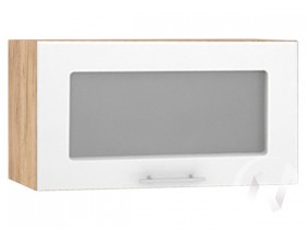 Шкаф со стеклом Валерия-М ШВГС-600 (Белый глянец/Дуб Крафт Золотой/верхний/горизонтальный) в Тевризе - tevriz.katalogmebeli.com | фото