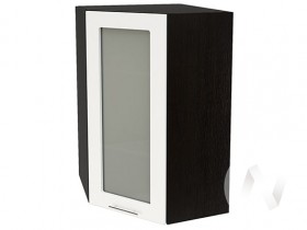 Угловой шкаф со стеклом Валерия-М ШВУС-599 (Белый глянец/Венге/верхний/высокий) в Тевризе - tevriz.katalogmebeli.com | фото