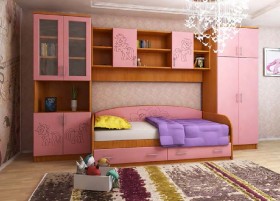 Детская Веселый пони Комплект мебели (Вишня оксфорд/Розовый) в Тевризе - tevriz.katalogmebeli.com | фото